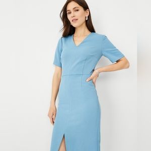 Ann Taylor Double V Sheath Dress light blue